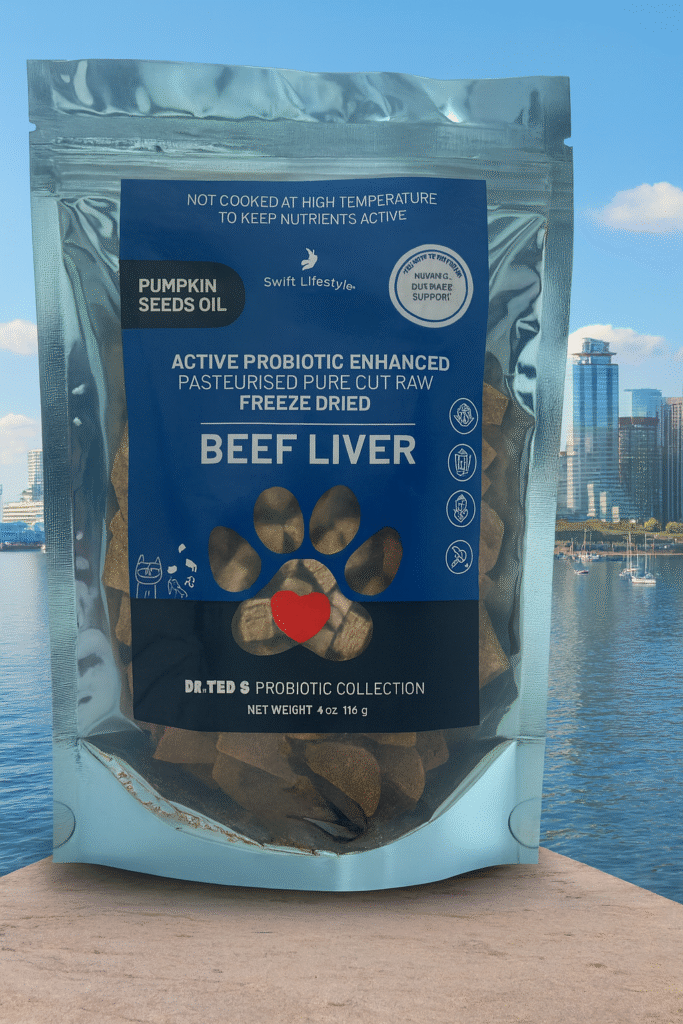 Active Probiotic Enhanced Pasteurized Pure Cut Raw Freeze Dried Beef Liver- 3 probiotics